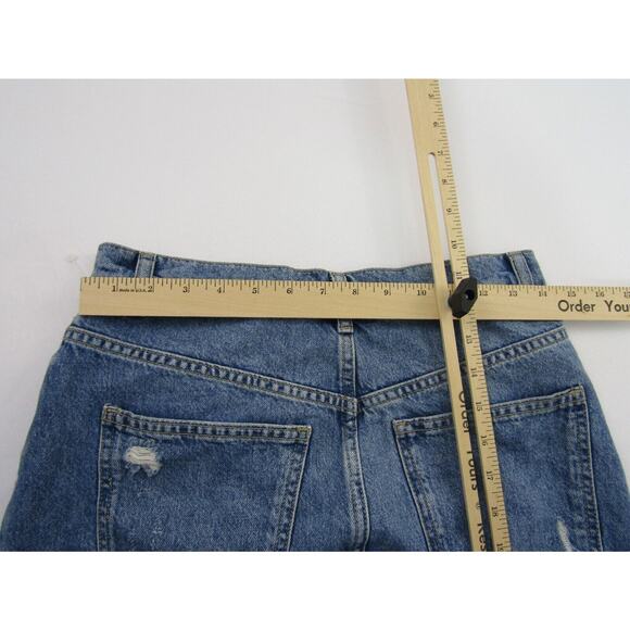 Free People Blue Distressed Denim Mini Skirt Womens 27" Indie Minimalist - Picture 7 of 10